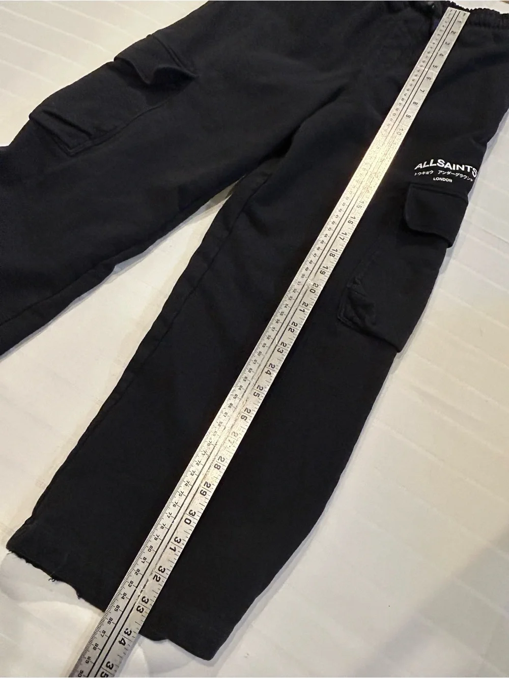 All Saints Black Cargo Track Pants